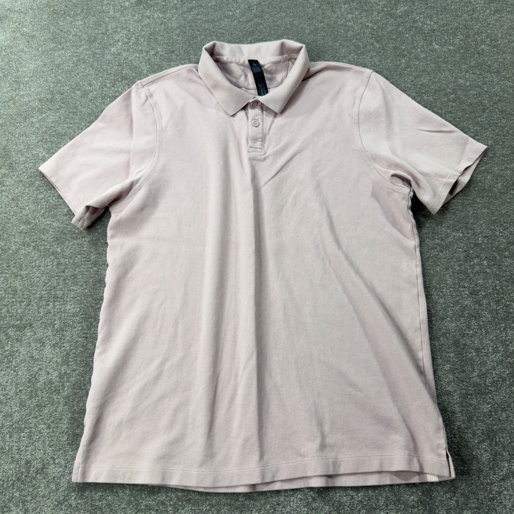 Lululemon Polo Shirt Mens‎ XL Light Mauve Pink Short Sleeve Organic Cotton Blend